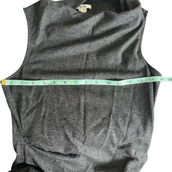 Helmut Lang Sonar Wool Gray Asymmetric Cowl Neck Fitted Sleeveless Dress S - Picture 9 of 14